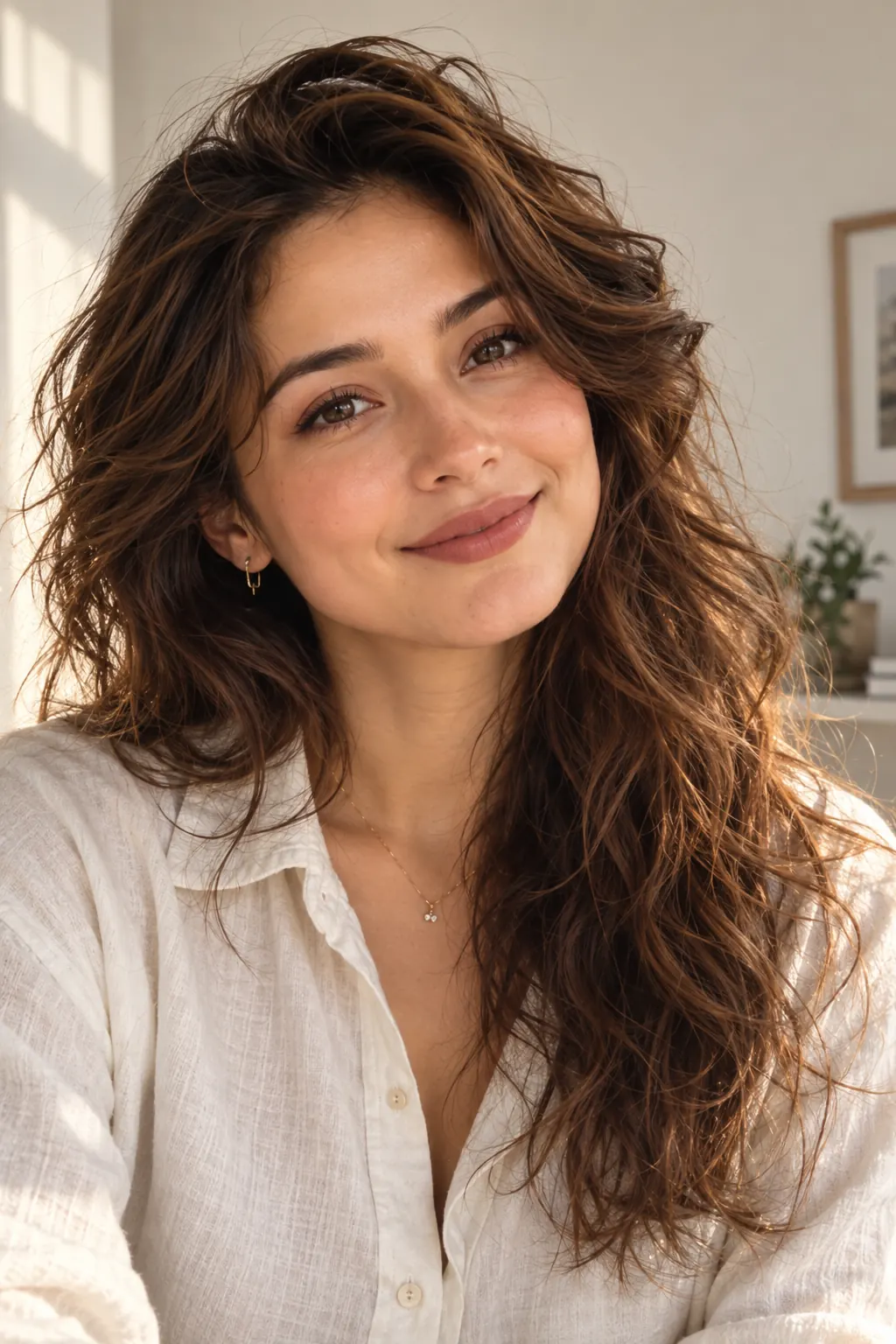 Lia smiling, looking at the camera